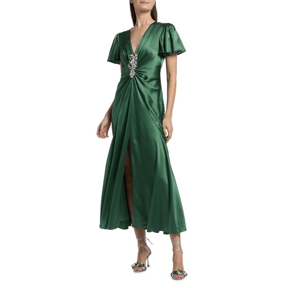 Cinq à Sept Kordyn Bias-Cut Midi-Dress In Forest Fog US 4 $725 - Picture 4 of 14